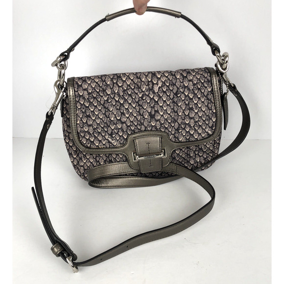 NWOT COACH Taylor Snake Print Flap Gunmetal Trim Crossbody Hand Bag F26036 - Picture 2 of 16